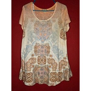 Paisley Embellished Top‎ Bohemian Chic Women's Short Sleeve Shirt